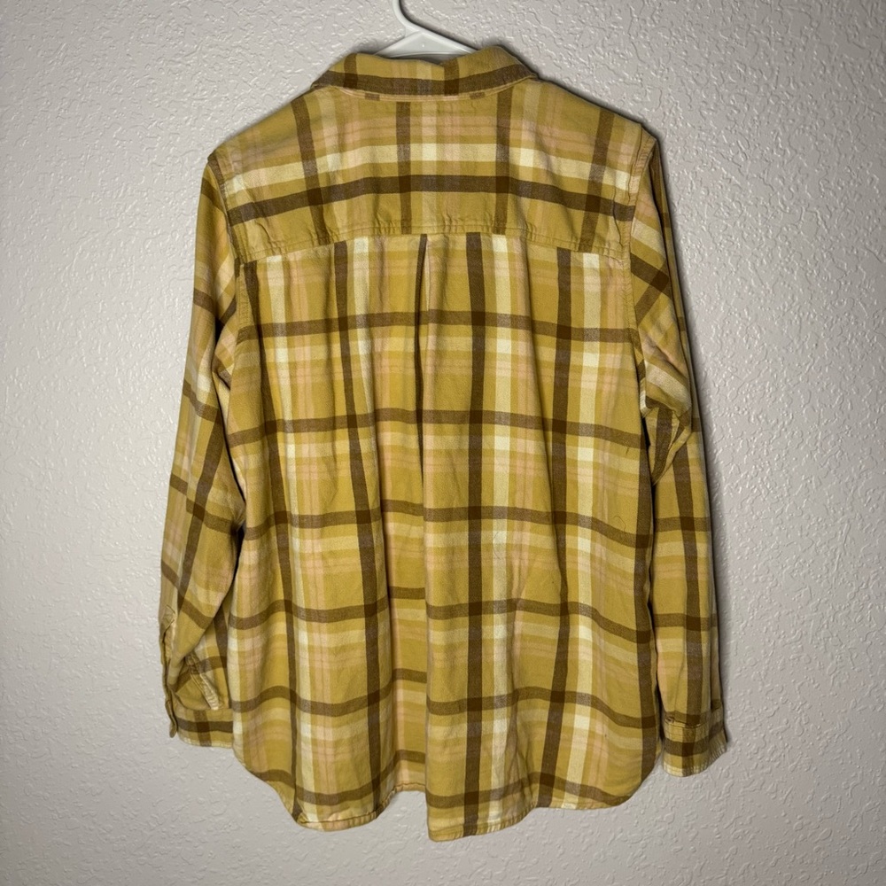 REI Coop Yellow Brown Plaid Wallace Lake Flannel Shirt Women Size XL Cotton - Picture 6 of 6
